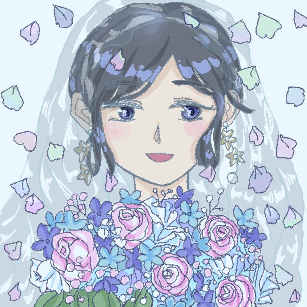 お花に囲まれた人物アイコンお描きします 好きなお花に囲まれたアイコンイラストを作成しませんか イメージ2