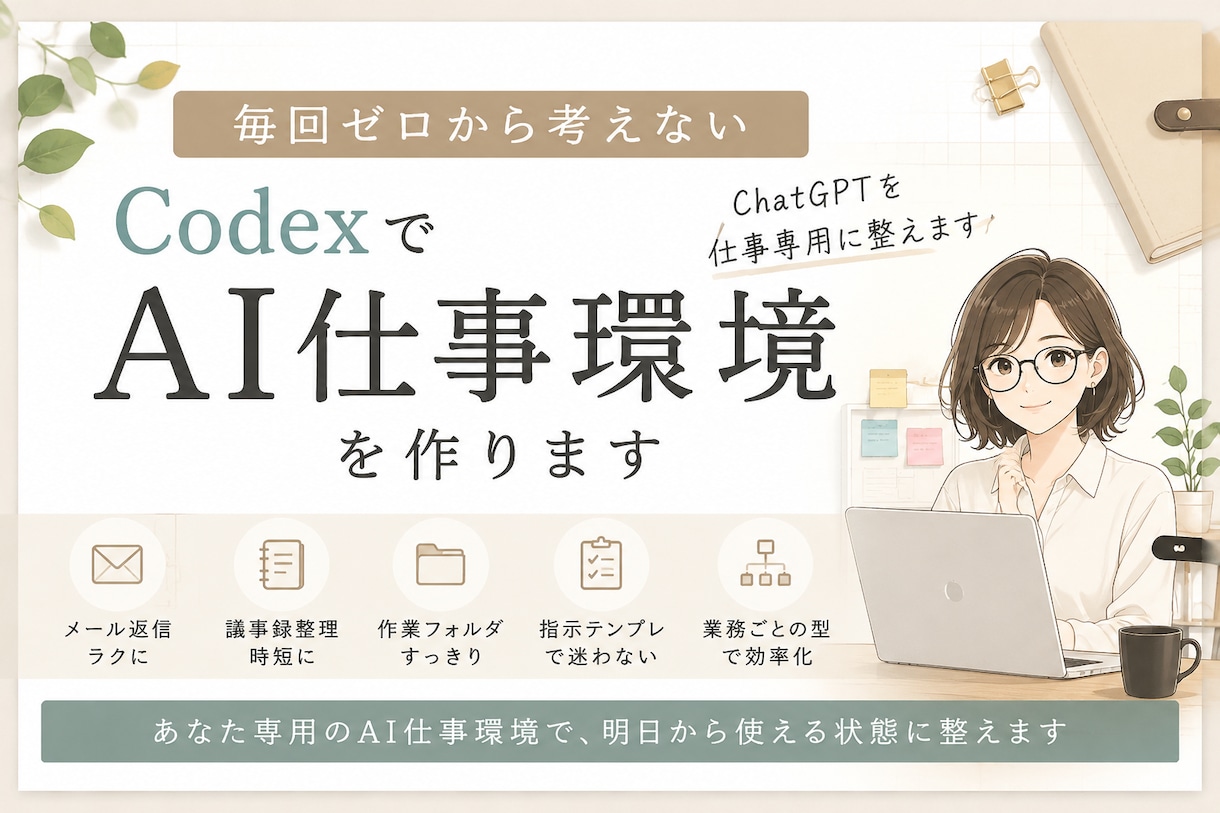 Codexでゼロから考えないAI仕事環境を作ります ChatGPTを仕事専用に整えます イメージ1