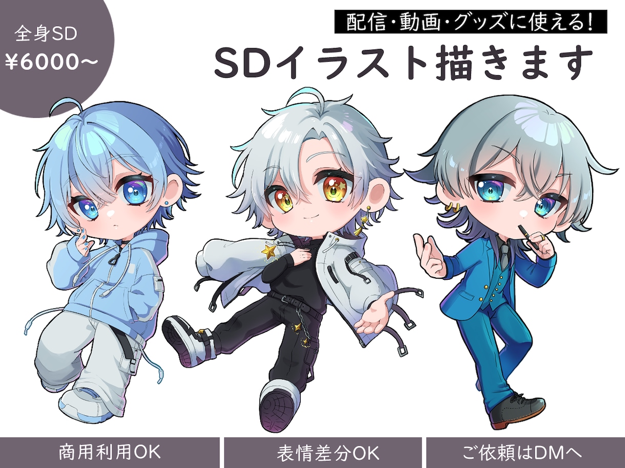 かわいいミニキャラ(デフォルメ)描きます SNSアイコン・配信・商用OK イメージ1