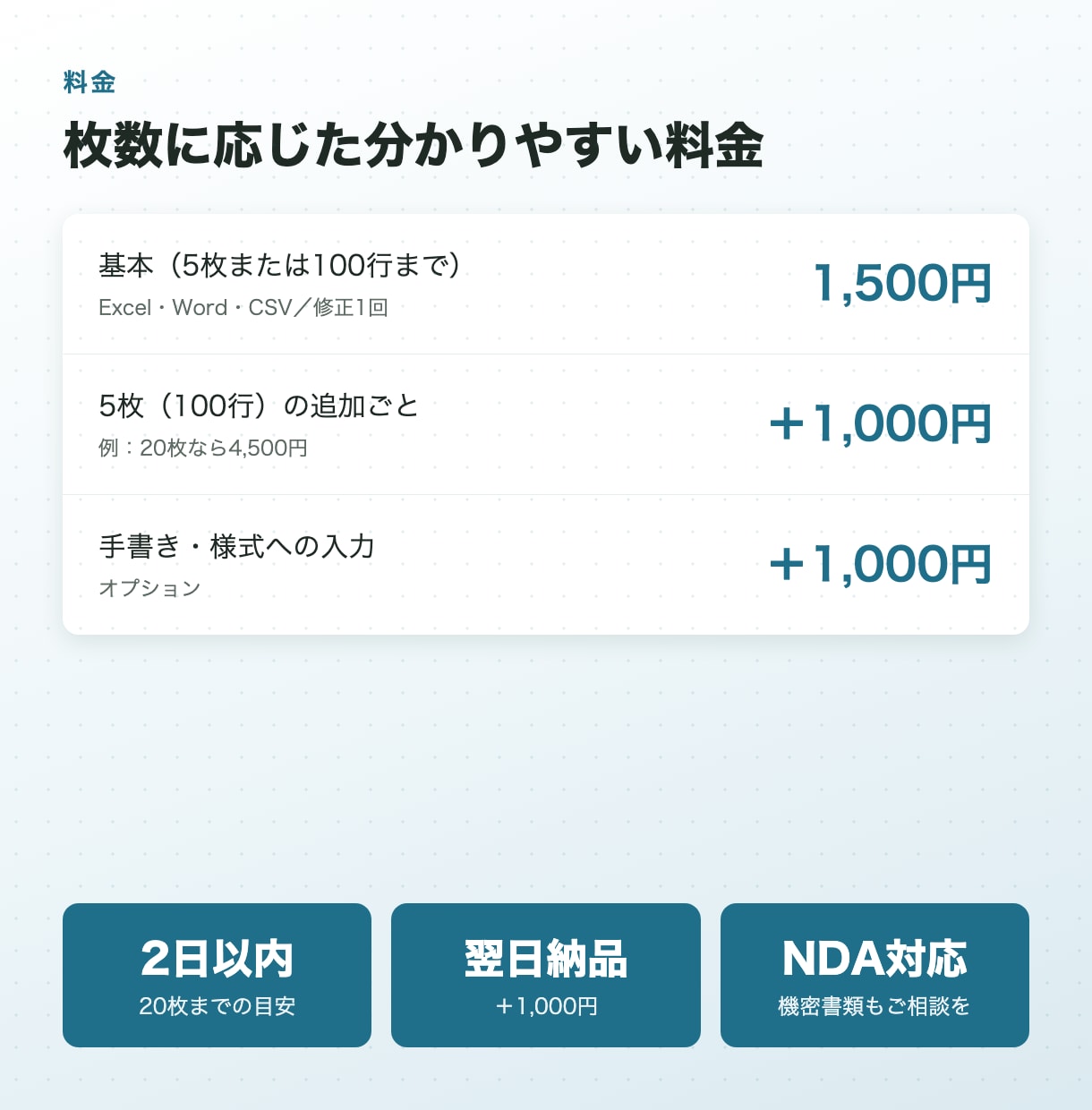 PDF・画像の表をExcelにデータ入力します 5枚1,500円。数字は合計で検算して納品します イメージ3