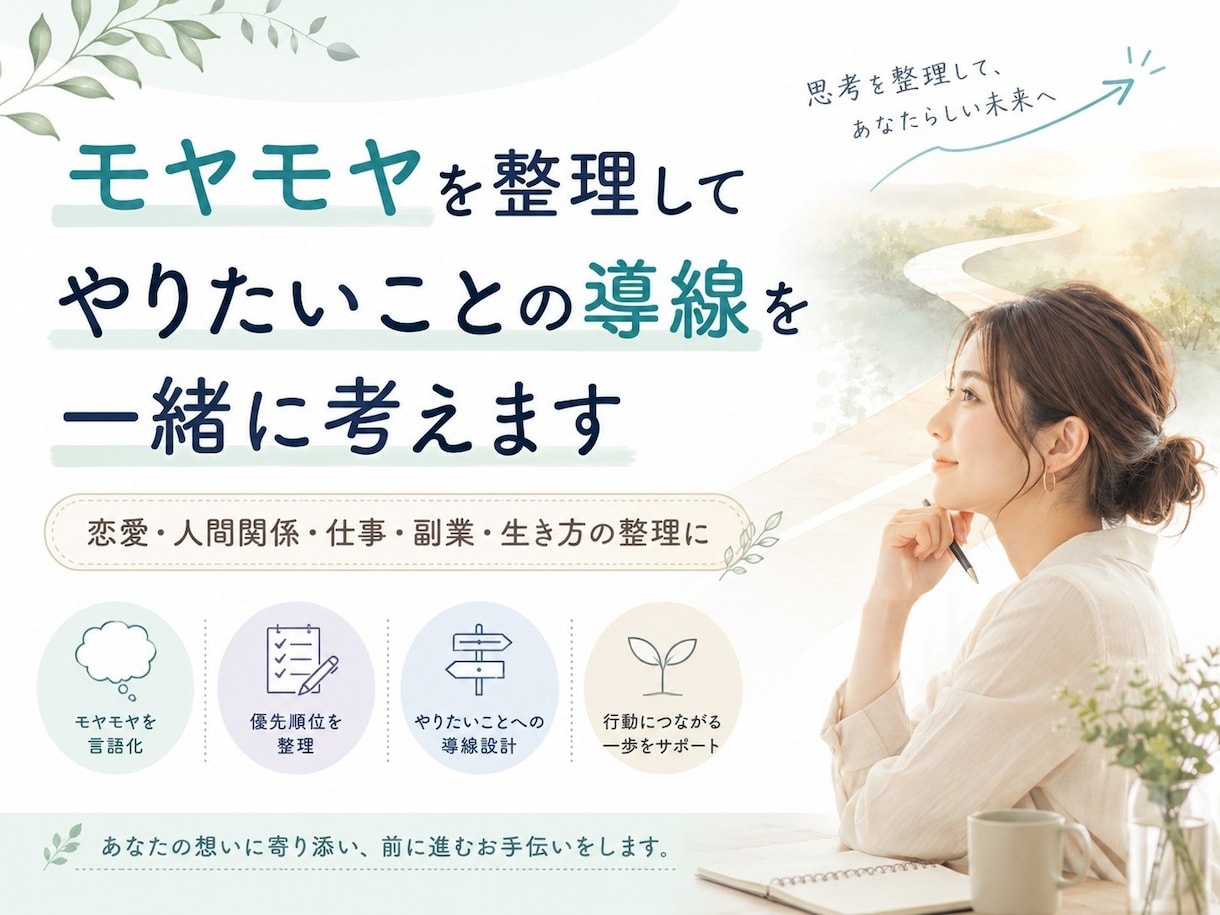悩み整理とやりたい導線提案します モヤモヤを言語化し次の一歩まで具体化します イメージ1