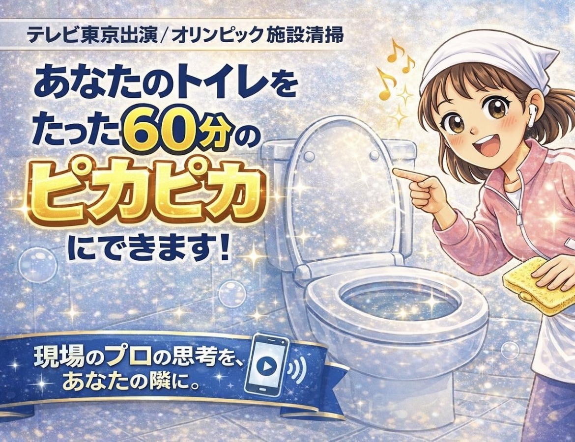 清掃歴16年の現役のプロがトイレ掃除音声を届けます なぜプロの掃除は早いのか？音声を聞いてその魔法が再現できます イメージ1