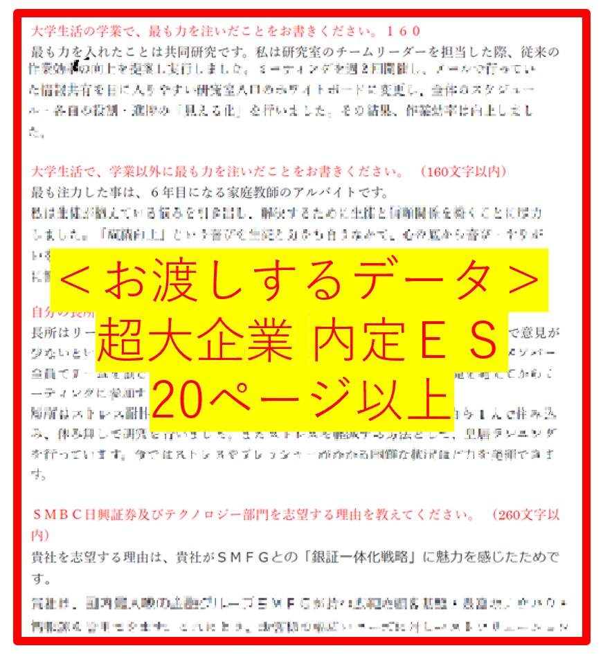大手内定者ESをまとめたPDFデータを販売します 超大手の内定者ＥＳのガクチカ、志望動機をワンコインで伝授！ イメージ4