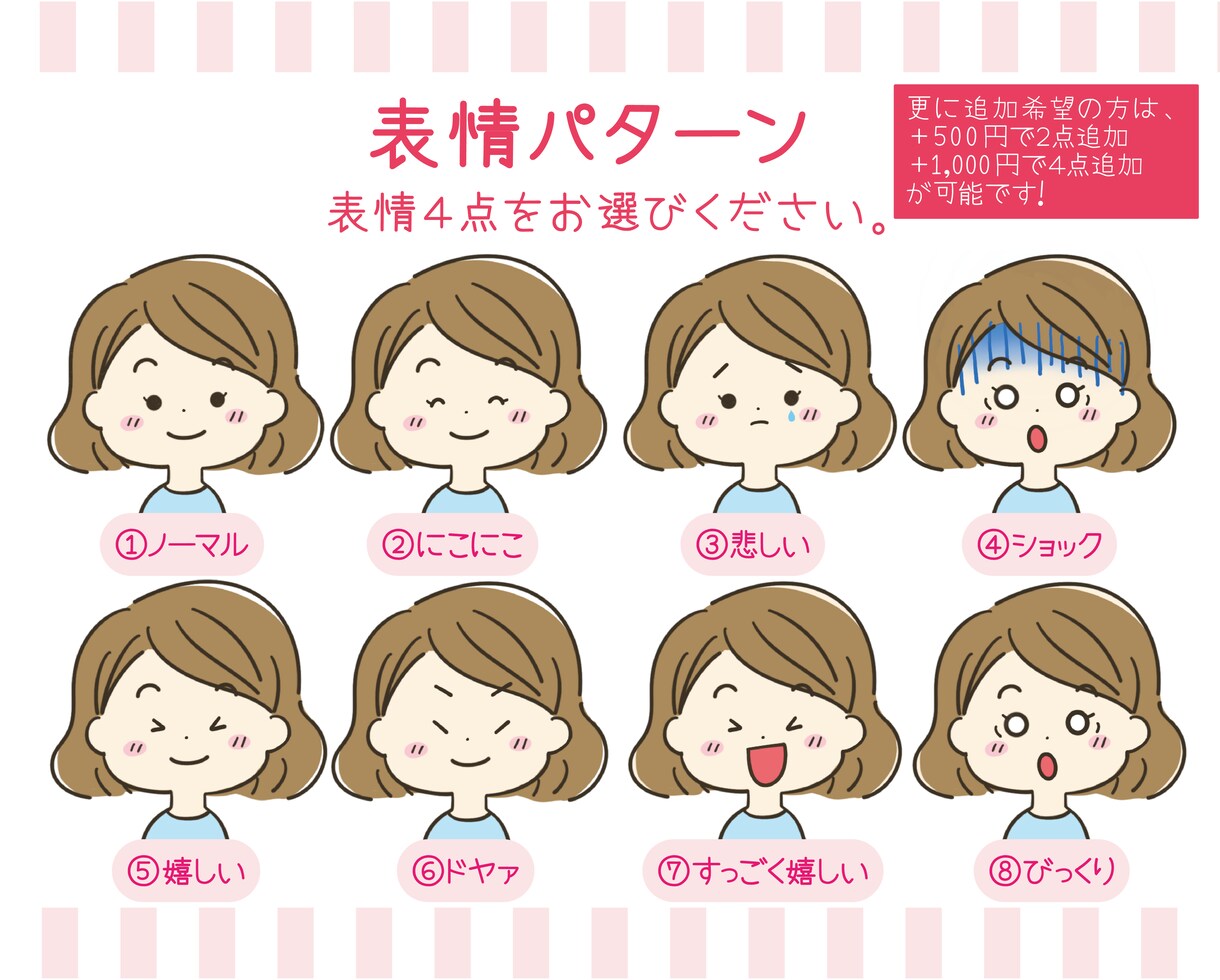シンプルでゆるかわいいアイコン♪表情４点描きます ブログ、インスタ、Twitter、挿し絵、吹き出しアイコンに イメージ3