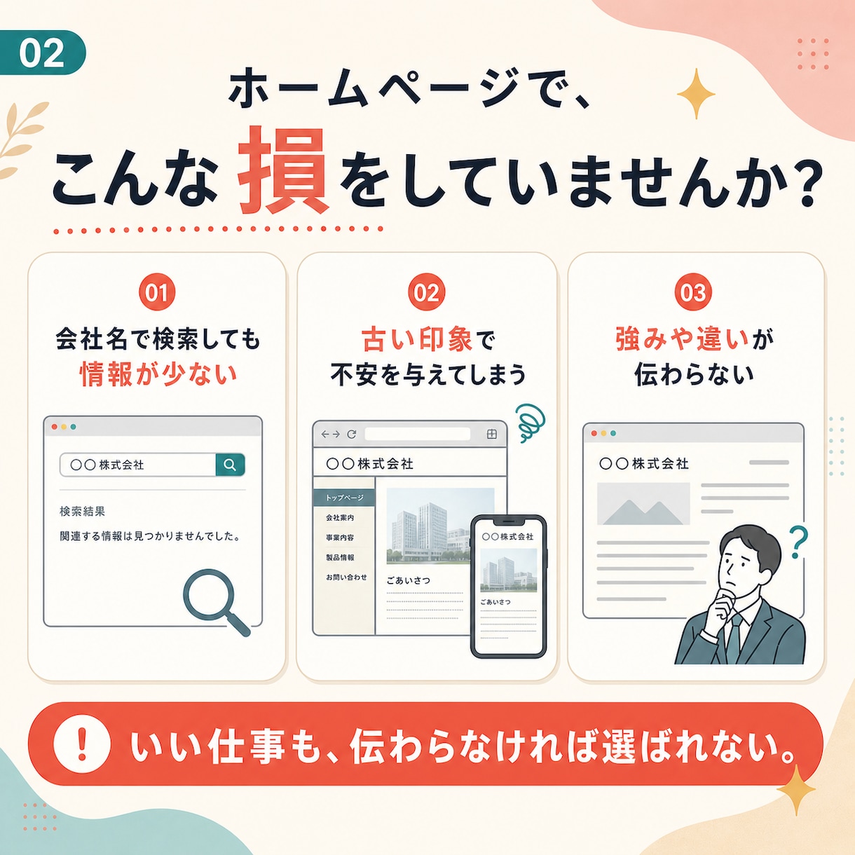会社の信頼が伝わるホームページを5万円で作ります 文章がまとまっていなくても大丈夫。一緒に整理します イメージ2
