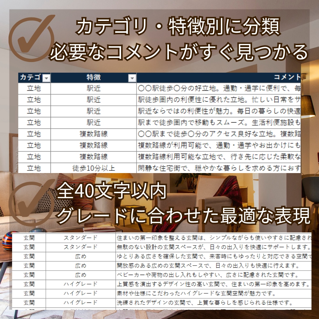 コピペOK!物件コメント【327例】時短が叶います 誇大表現に配慮した、そのまま使える物件コメント集です イメージ2