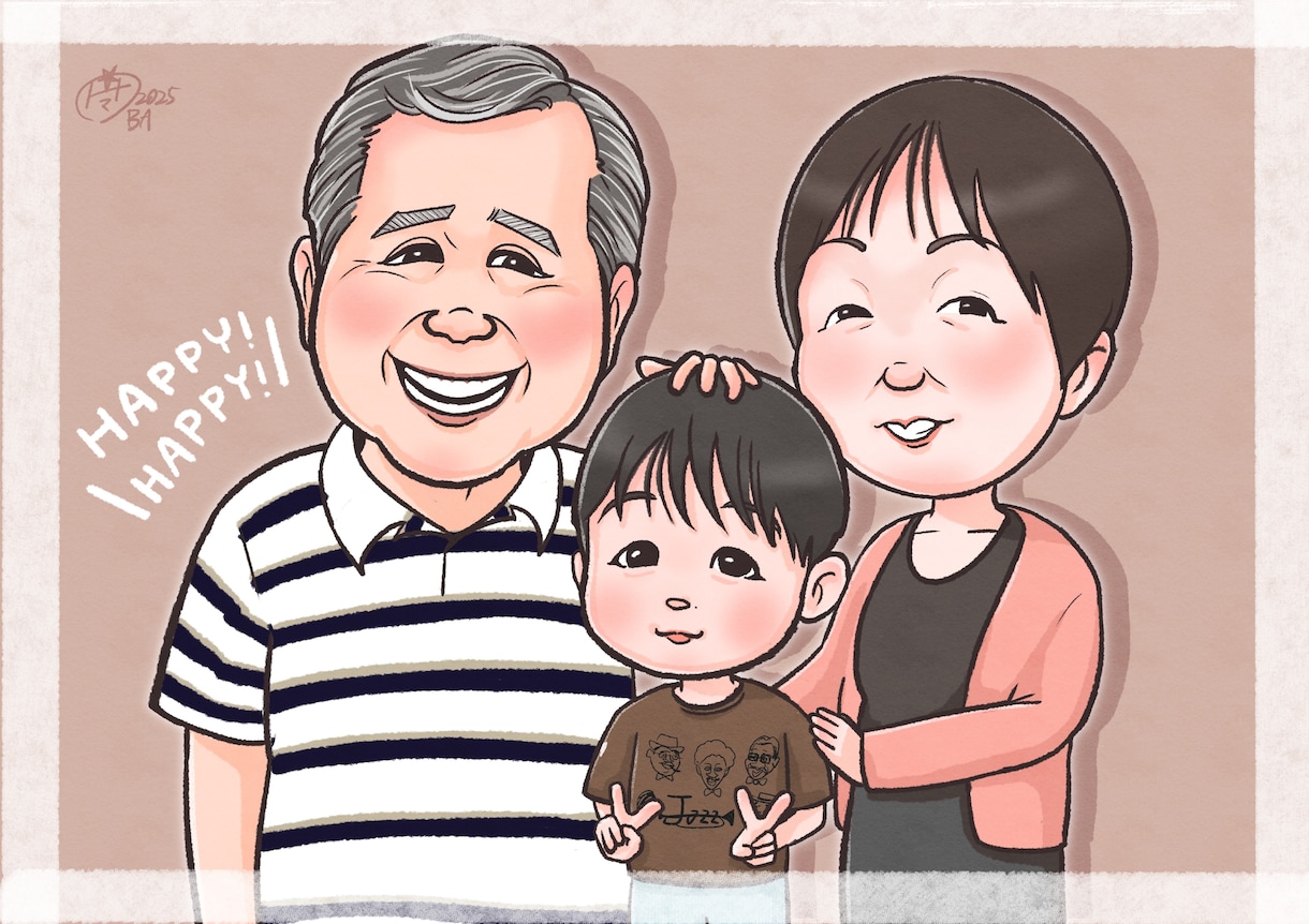 ２名様〜亡くなった方との「今」を似顔絵でお描きます 大切な方に「おかえり」と明るく声をかけられる心温まる似顔絵 イメージ1