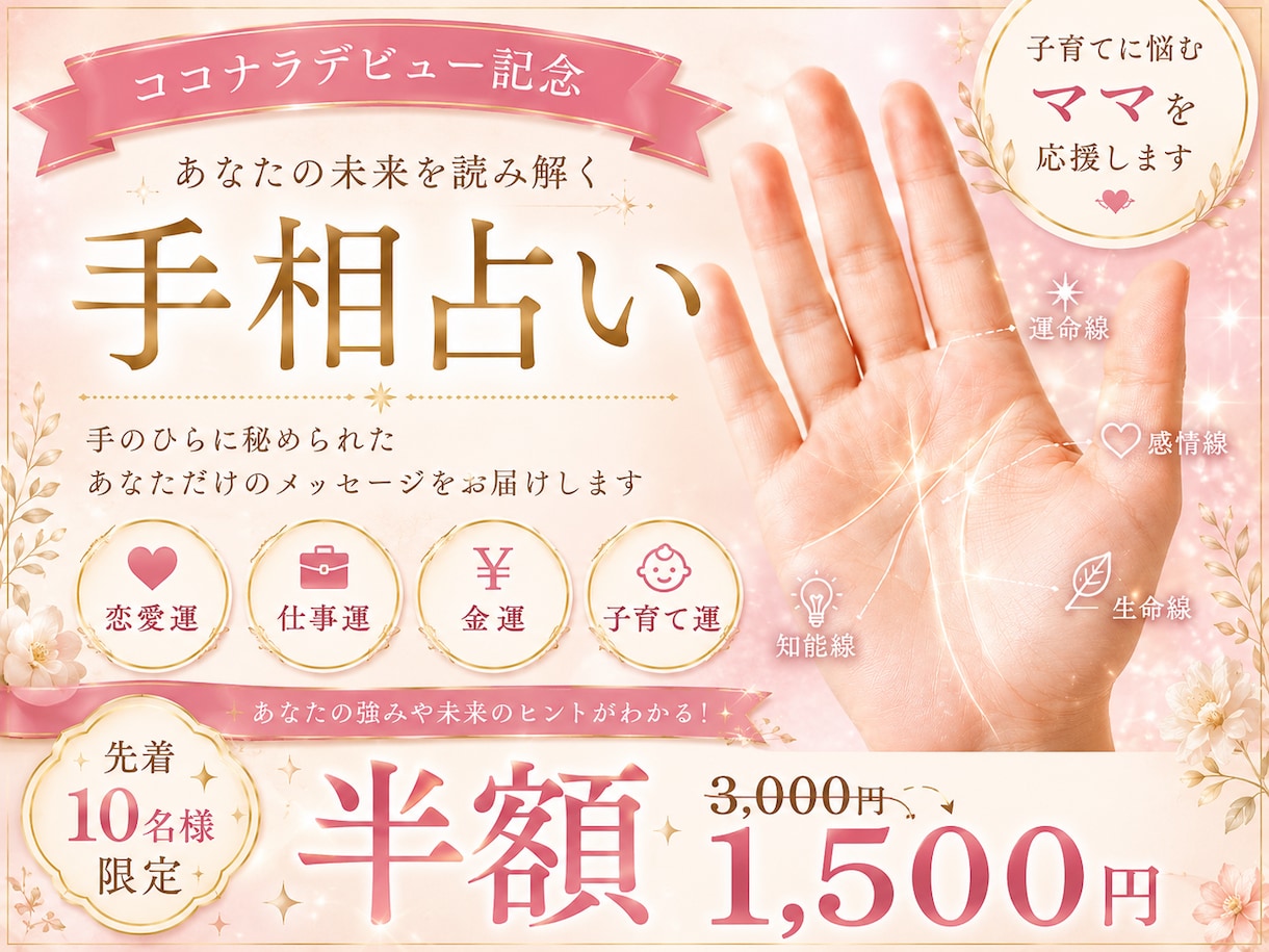 10名限定価格！あなたの手相占います 【30-40代女性】貴方だけの手相鑑定書を即日お届け イメージ1