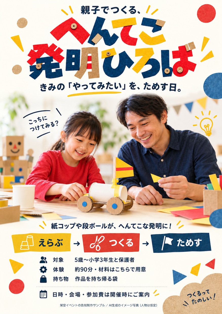 子ども向けイベントのチラシを制作します 子どもはワクワク、保護者には必要な情報がひと目で伝わる イメージ2