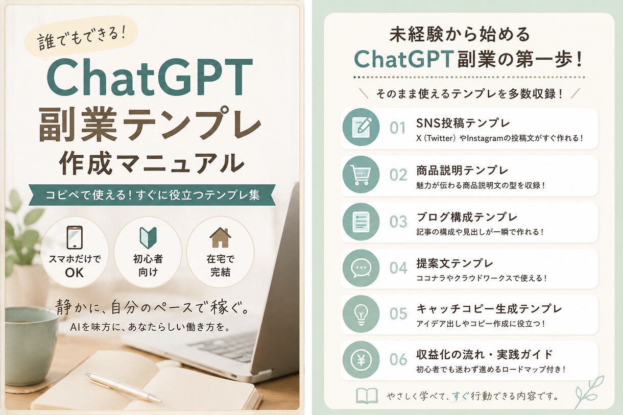 ChatGPT副業テンプレ集を提供します AI副業に使えるChatGPTテンプレ集を販売します イメージ1
