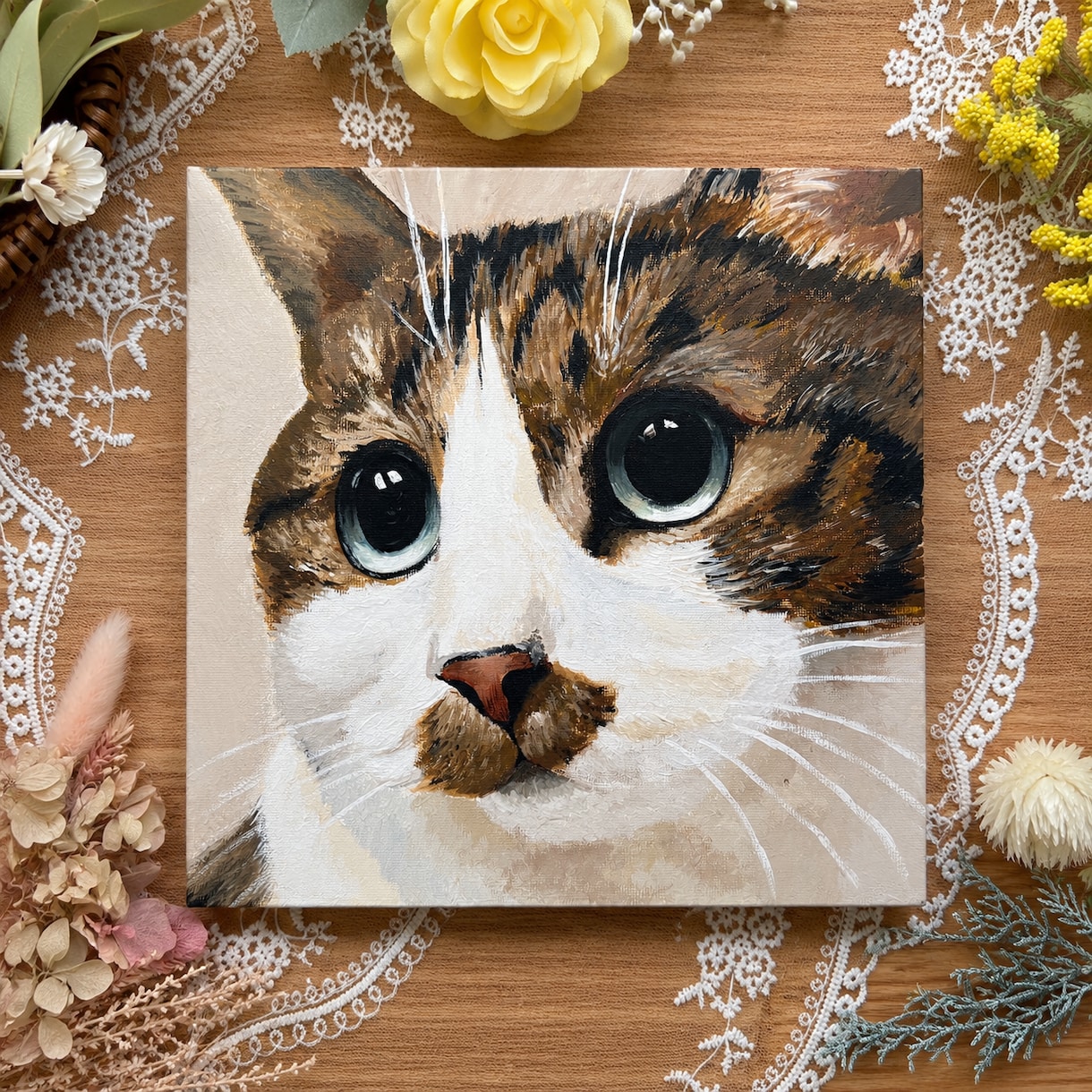 お写真からペットの似顔絵を描きます アクリル絵の具で大切な家族を温かく描きます。 イメージ1