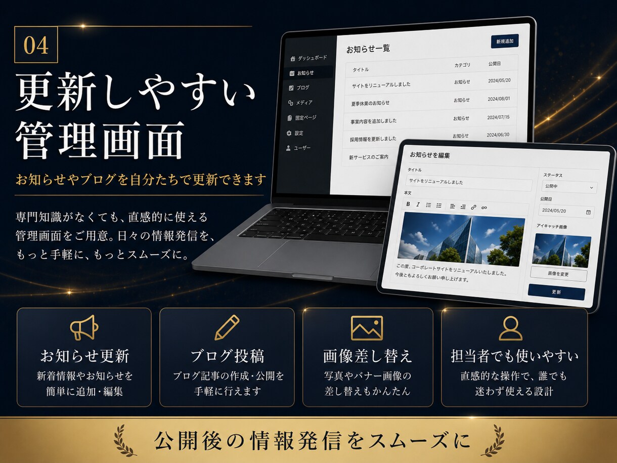 現役エンジニアが上質なホームページを制作します デザイン性と運用しやすさを両立 イメージ3