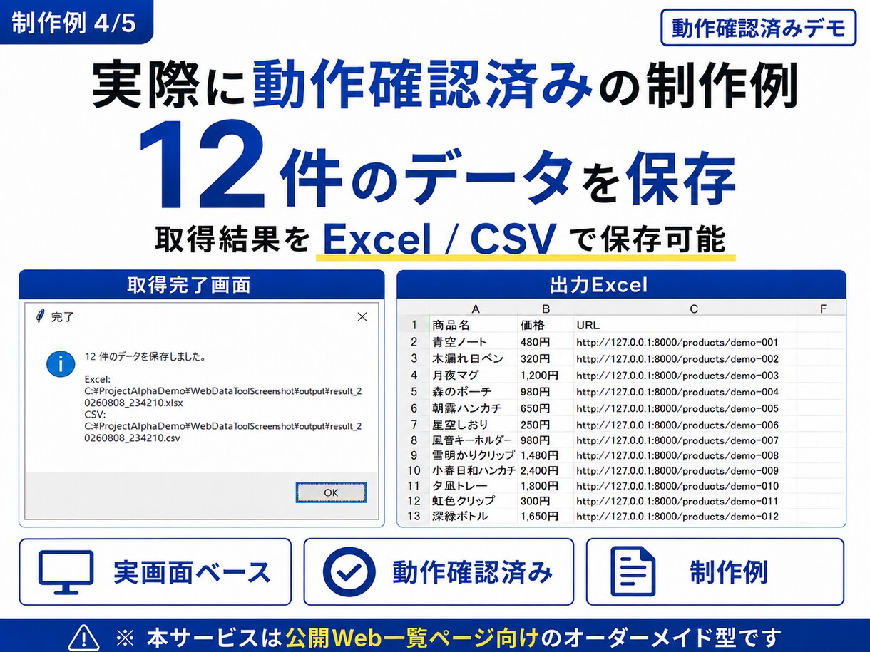 Webサイトの一覧データ取得を自動化します 公開ページの情報をExcel・CSVへ自動整理 イメージ5