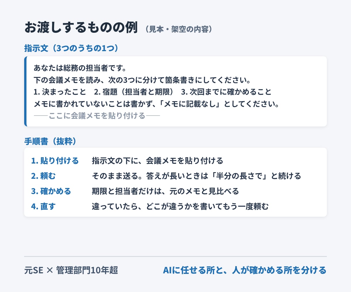 ChatGPT・Claudeで事務作業を楽にします すぐ使える指示文3つと、使い方の手順書をお渡しします イメージ2