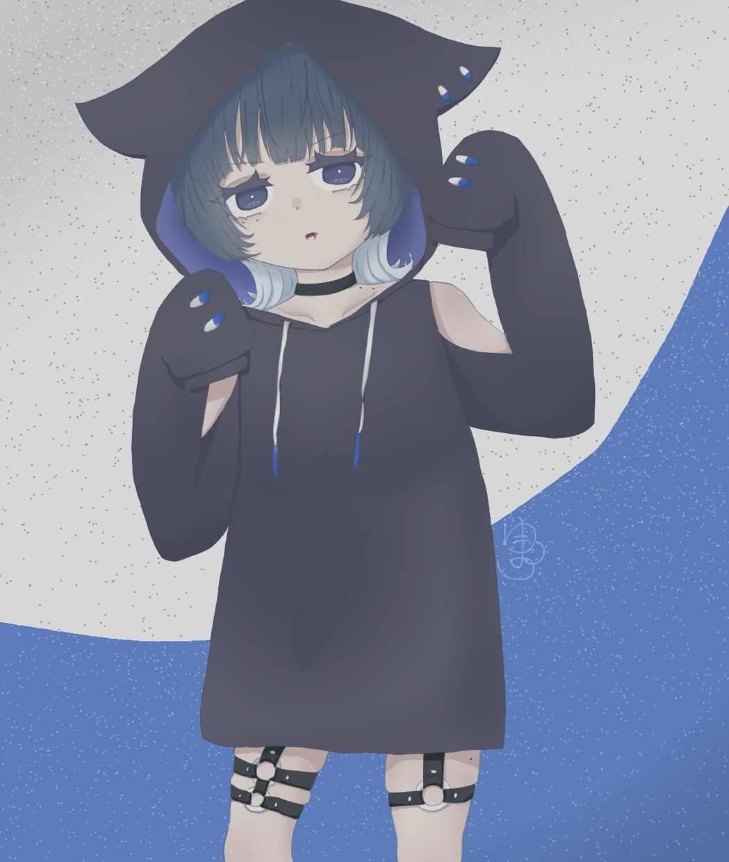 落ち着いたカラーの可愛い絵を描きます 寒色や暗めの色を使って可愛い子を描きます！ イメージ2