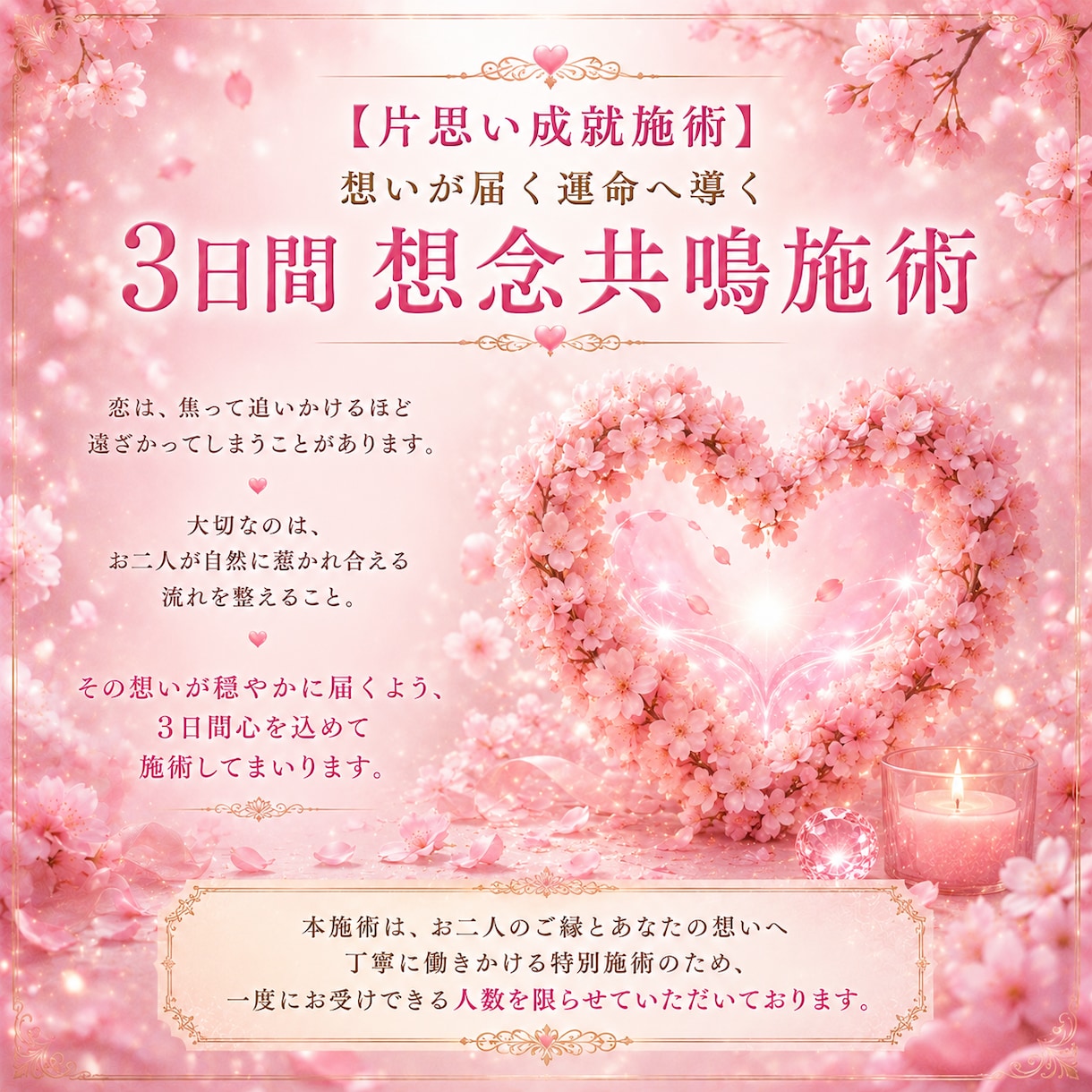 片思い成就施術ー思いが届く運命へ導きます 3日間 想念共鳴施術で恋愛成就 イメージ4