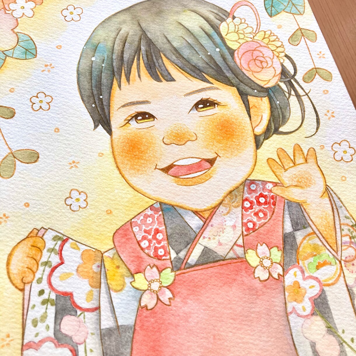 11月末まで！！七五三の記念を似顔絵にします 大切な記念日をふんわりあたたかい似顔絵にしませんか♡ イメージ1