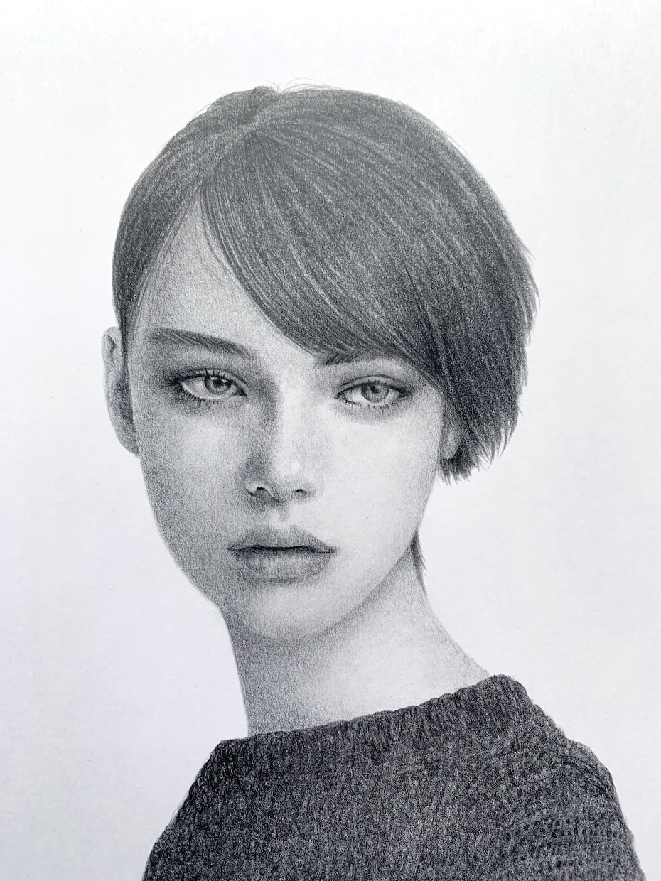 鉛筆で似顔絵描きます 写真からリアル鉛筆画。写真組み合せ・原画郵送。思い出の1枚 イメージ1
