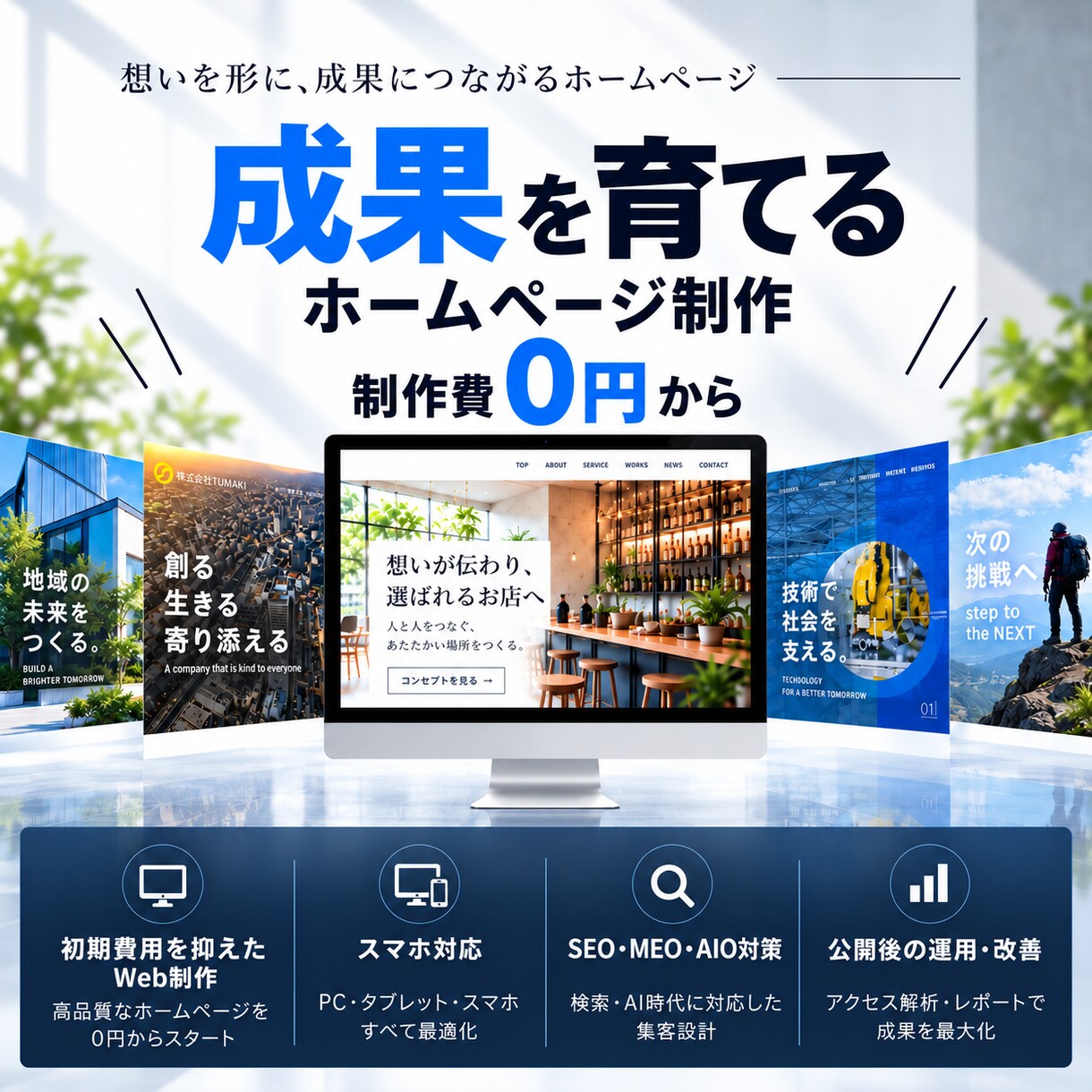 成果につながるホームページを制作します 制作費0円・月額9,800円〜｜運用・改善まで対応 イメージ1