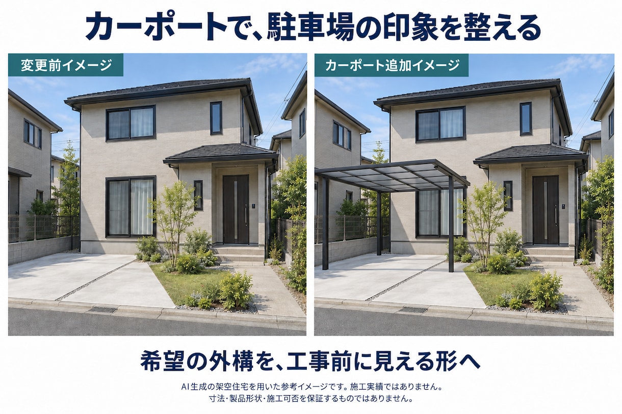 外壁・外構の完成イメージを写真から作成します 色や配置の希望を見える形に。家族・施工会社との相談に イメージ2
