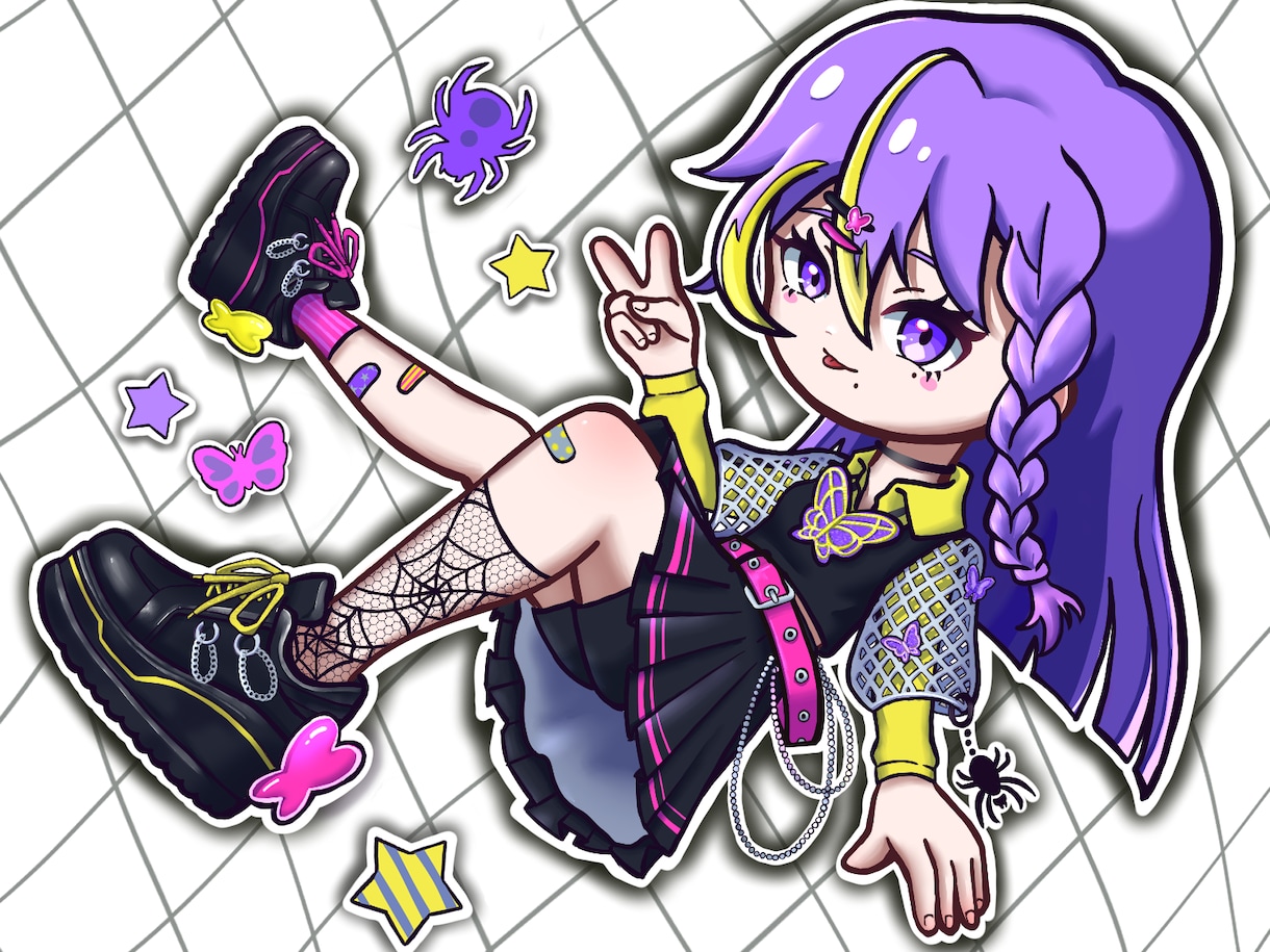 ステッカー風デフォルメ全身イラスト描きます 商用利用込み！グッズやネットプリントに イメージ2
