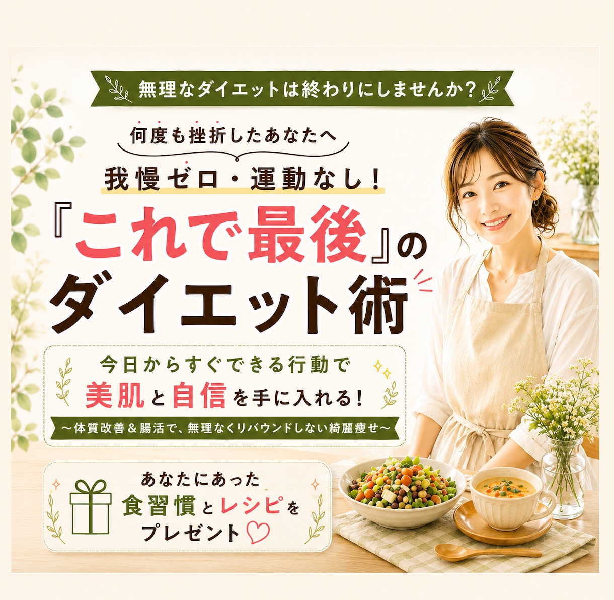 我慢ゼロ・運動なし！一生モノのダイエット術教えます 簡単入力でOK！｜あなた専用のアドバイスシートとレシピ作成 イメージ1