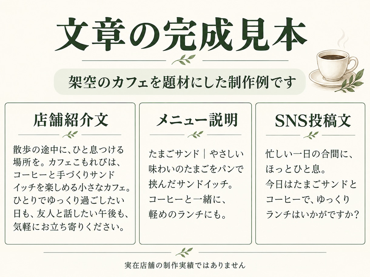 飲食店の紹介文・メニュー・SNS文章を整えます お店の魅力を伝える文章を、まとめて制作 イメージ2