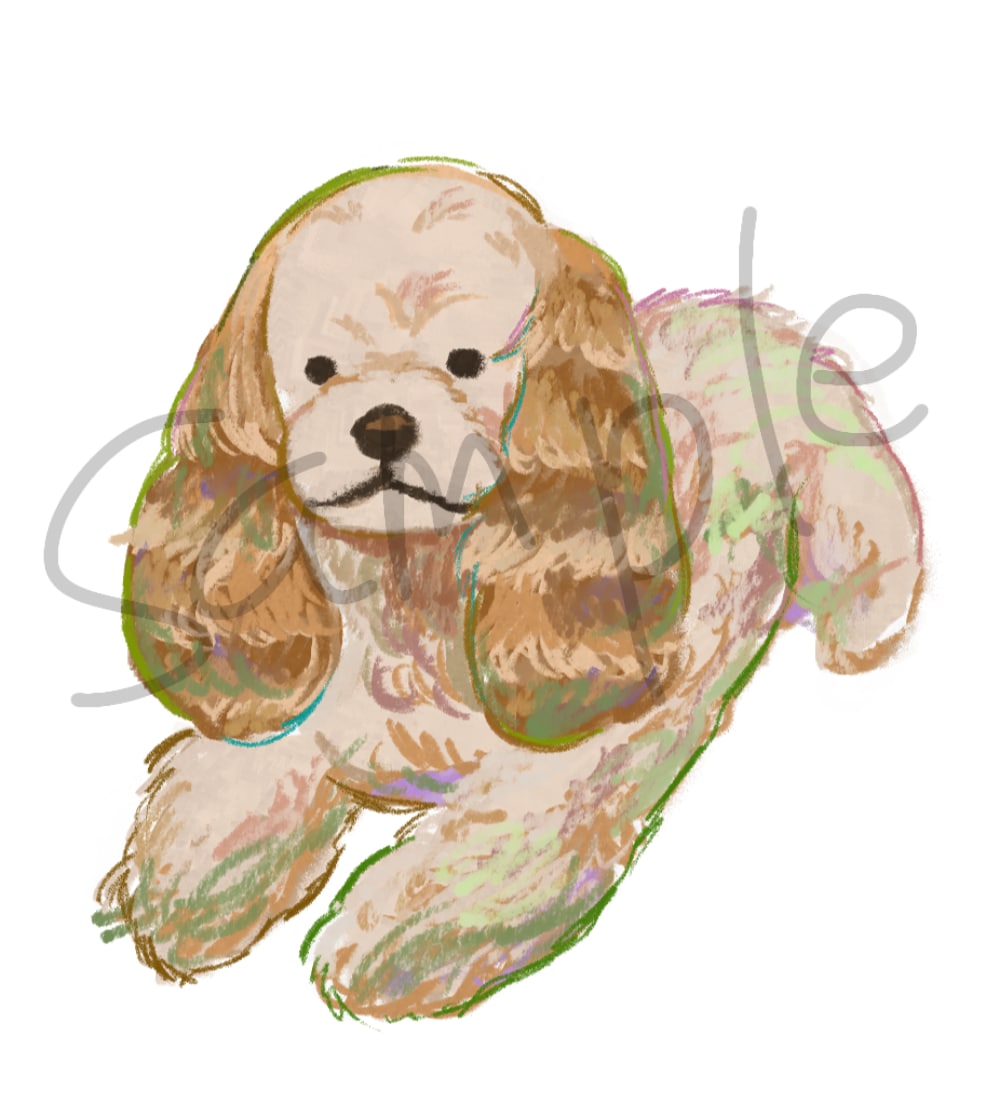 お花と大切な愛犬の似顔絵描きます デフォルメされた犬の似顔絵ですペット/犬/似顔絵/イラスト イメージ2