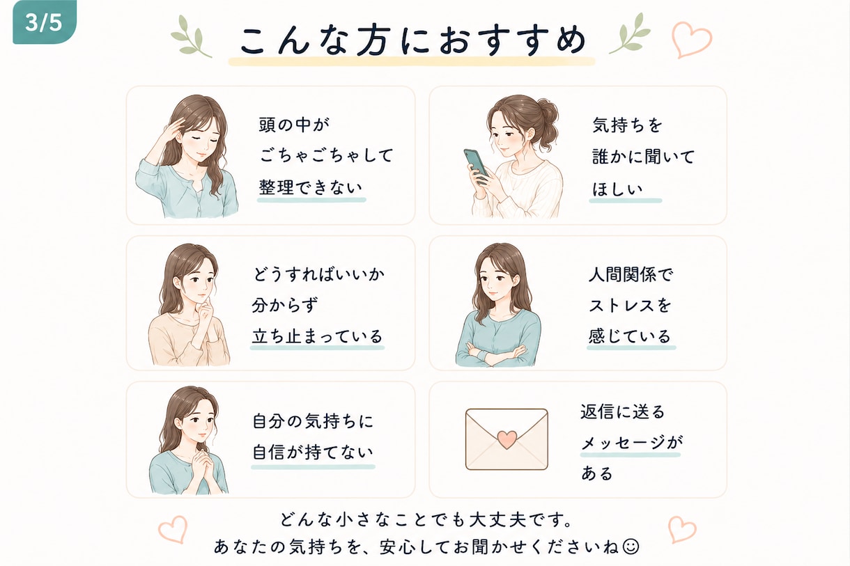 モヤモヤした気持ち整理します 人間関係のモヤモヤ、一緒に整理します イメージ3