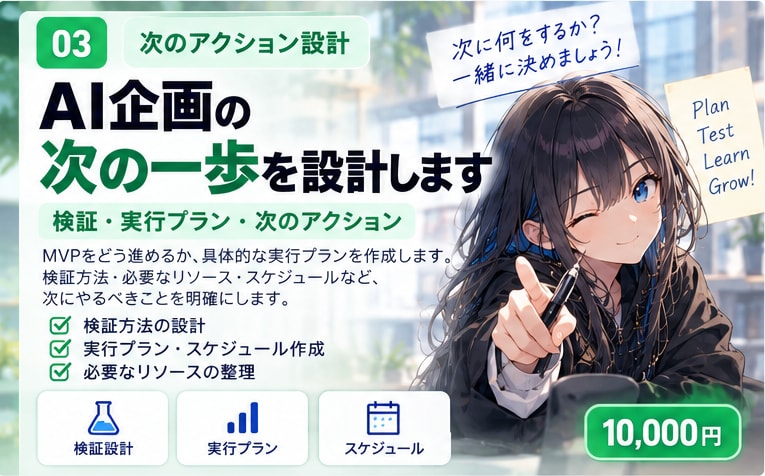 AIサービスの次のアクションを整理します 迷っている次の一手を具体的な行動に落とします イメージ1