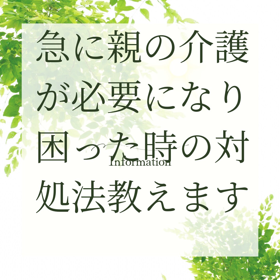 突然親の介護が必要になり困った時の対処法教えます 地域包括支援センターへの上手な相談方法教えます イメージ3