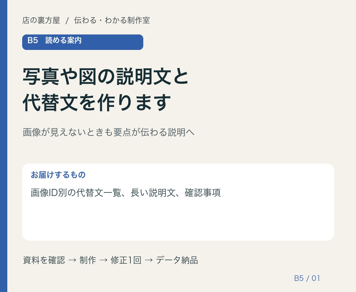 写真や図の説明文と代替文を作ります 画像が見えないときも要点が伝わる説明へ イメージ1