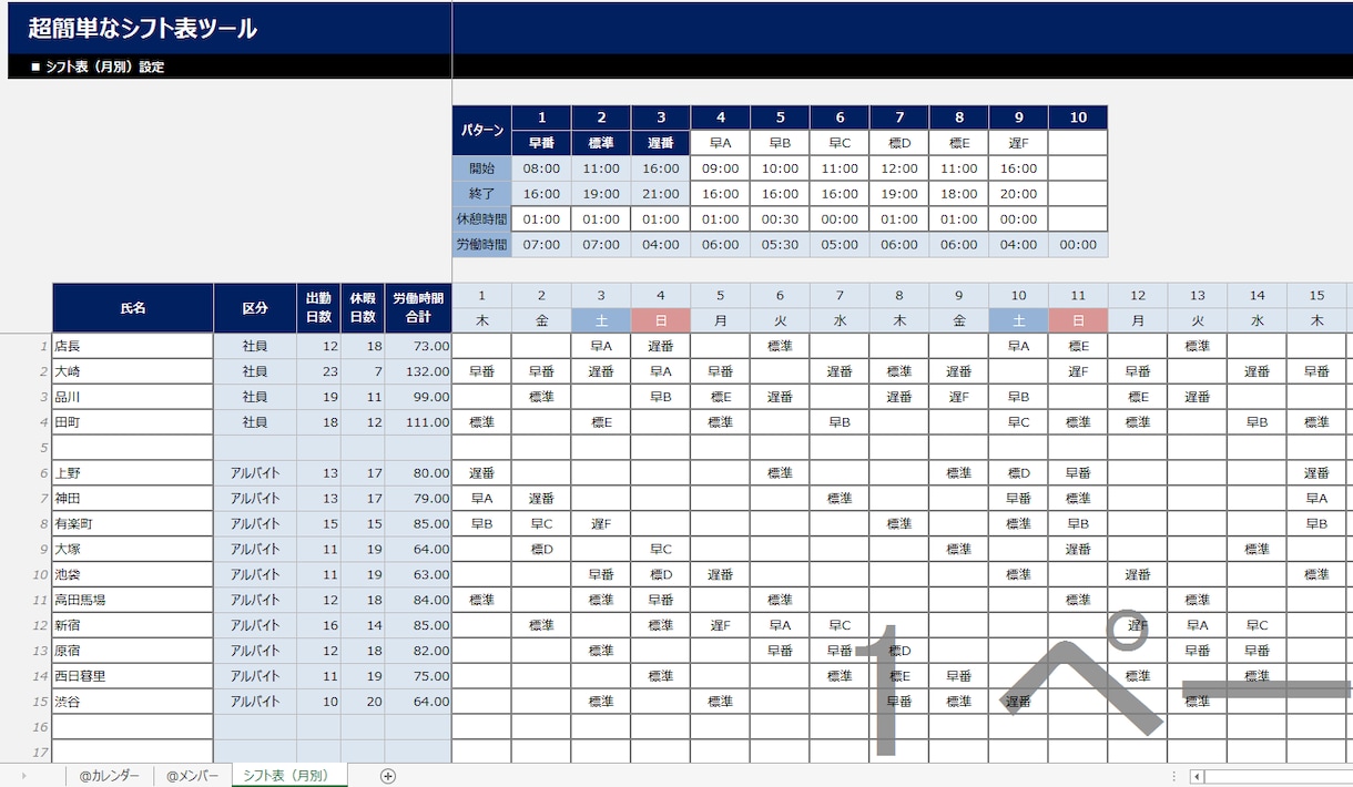 超簡単なシフト表ツールで今日から売上向上できます 慣れ親しんだExcelで人件費を適正管理しましょう！ イメージ4