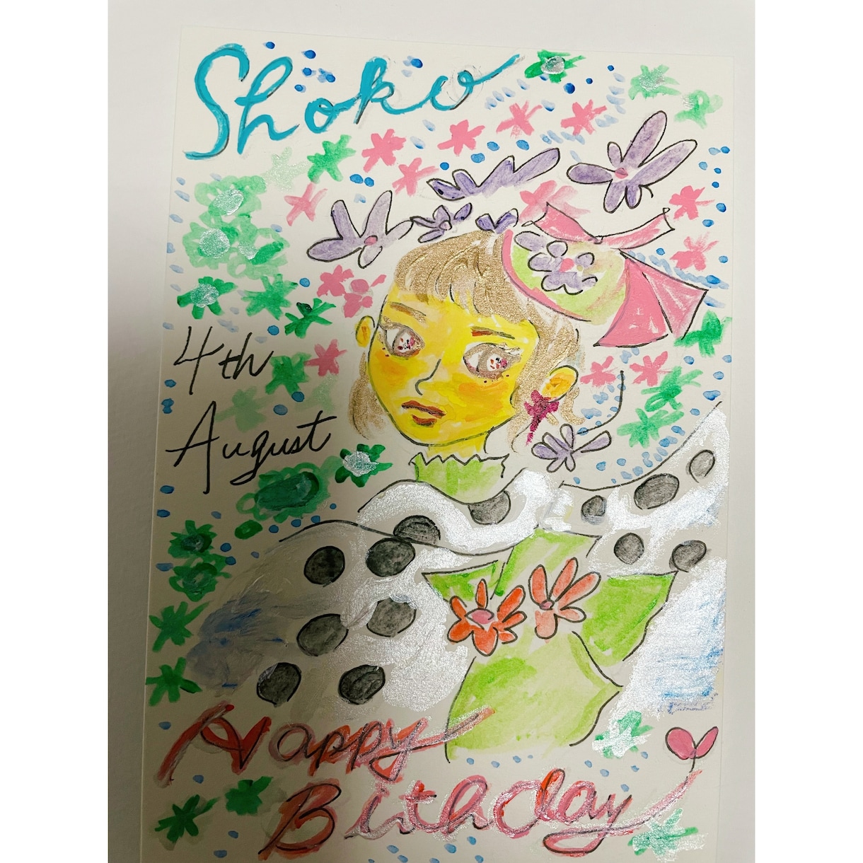 水彩画でお誕生日カード作成します お子様やお友達へ、世界で一枚の可愛いカードを作成します。 イメージ1