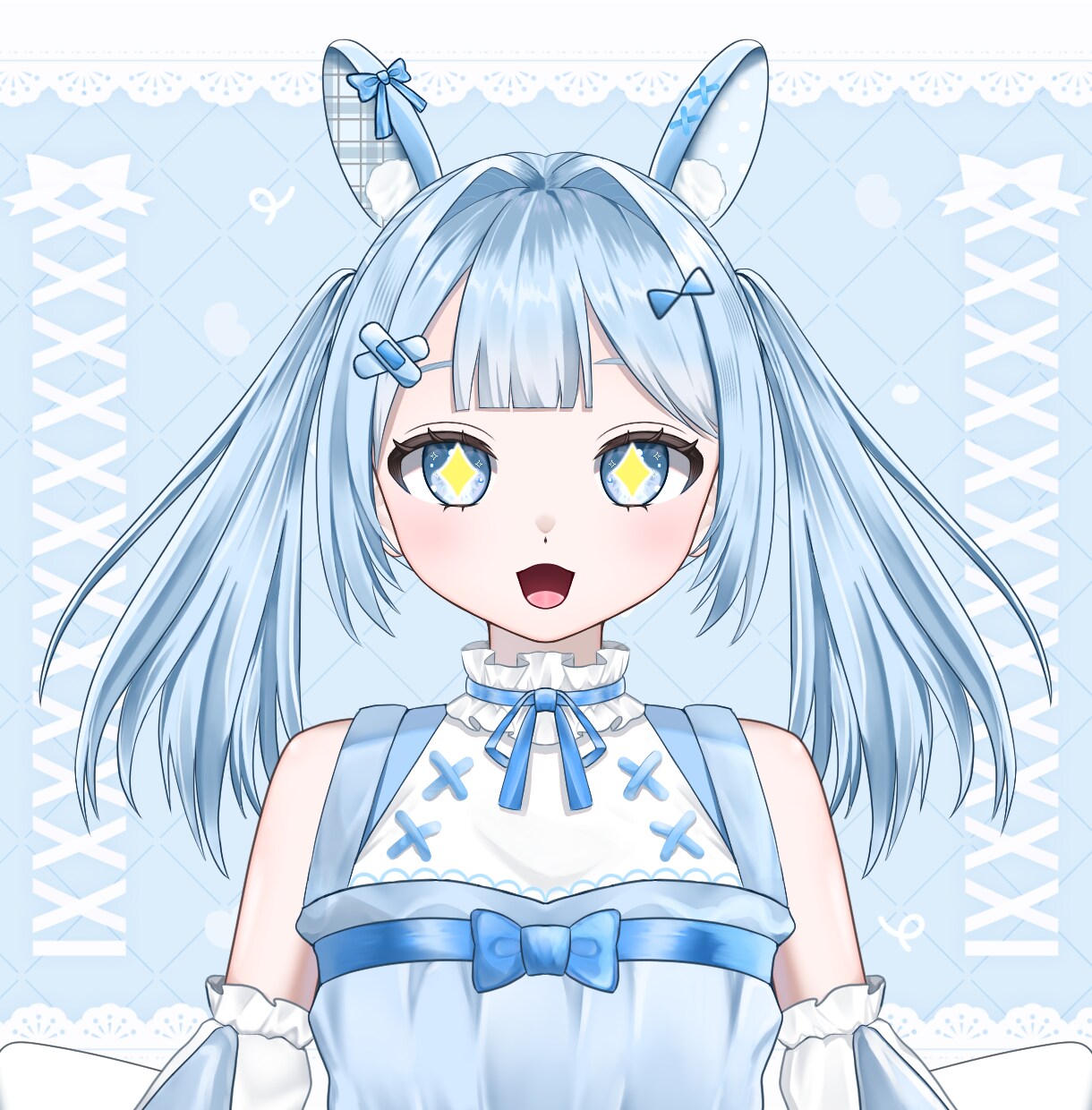 表情差分7種付き!水色うさぎ女の子販売いたします 最短即日納品!すぐにIRIAM等でご使用いただけます! イメージ7