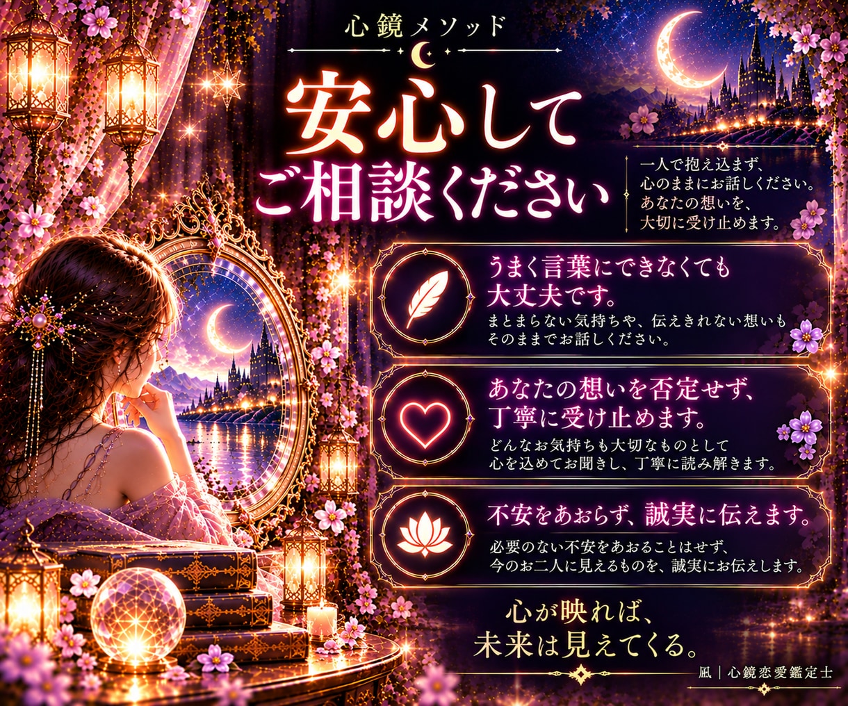 相手の気持ち｜言葉にしない本音まで視ます 近づく時も、離れる時も。言葉や態度の奥にある想いを視ます イメージ5