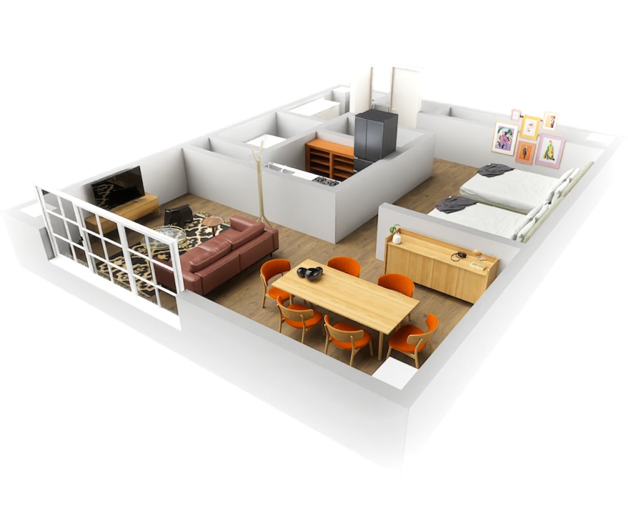 広告効果がUPする住宅間取り図を1日で作成します AIを活用した間取りの3D化で、低価格を実現しました。 イメージ4