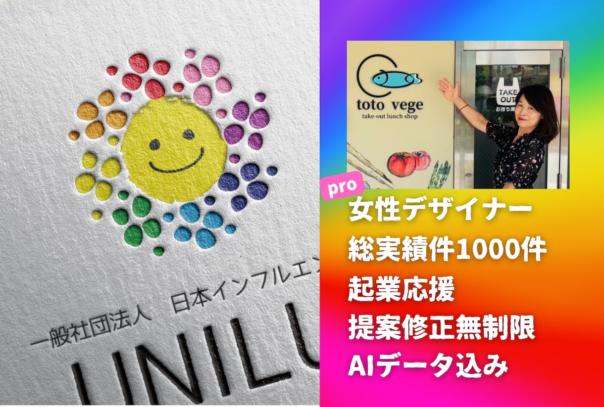 総実績1000件★カラフルで優しいロゴ作ります ★起業応援★制作しながらご意見を元に理想のロゴへ イメージ1