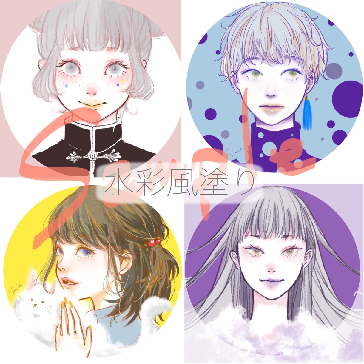 最短1日アイコン制作○厚塗り、水彩タッチで描きます SNSやLINEのアイコンに！3種のタッチからお選びください イメージ4