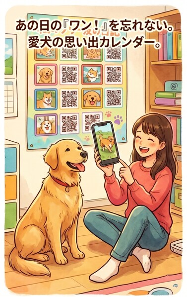 スマホをかざすだけ。思い出が、今ここに動き出します お子様やペットの動画をQR化。壁に貼って家族みんなで楽しもう イメージ3