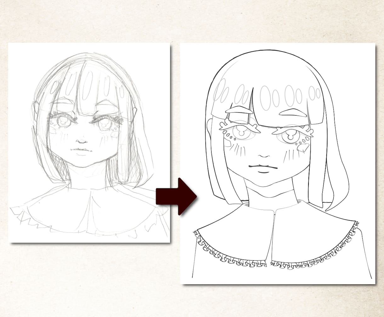 下描き後の線画作成お手伝いします 手描き・ラフスケッチをaiデータ化！めんどくさい作業を丸投げ イメージ2