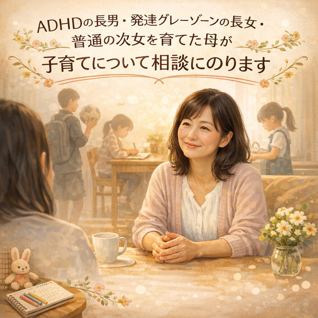 発達障害や子育ての相談にのります ADHD息子とグレーゾーン娘と平凡普通な娘達の母の相談室です イメージ1