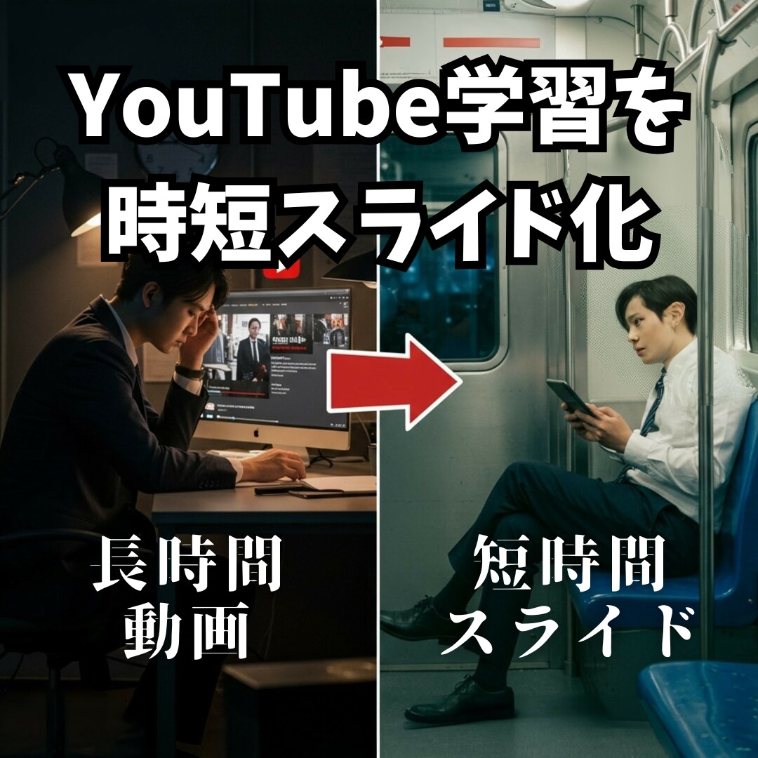 YouTube学習を、時短スライドで加速します 1時間の動画を15分で習得、通勤時間が学習時間に イメージ1