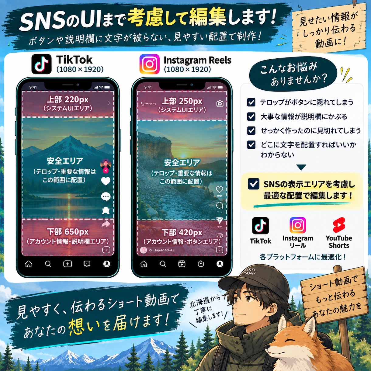 SNS向けショート動画を編集します TikTok・リール・Shorts対応！ イメージ3