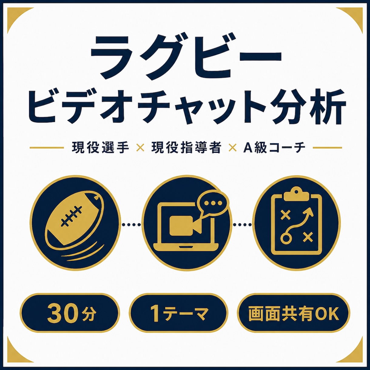 ラグビーのプレーをビデオチャットでアドバイスします 動画を一緒に見ながら課題と改善方法を30分で整理します イメージ1