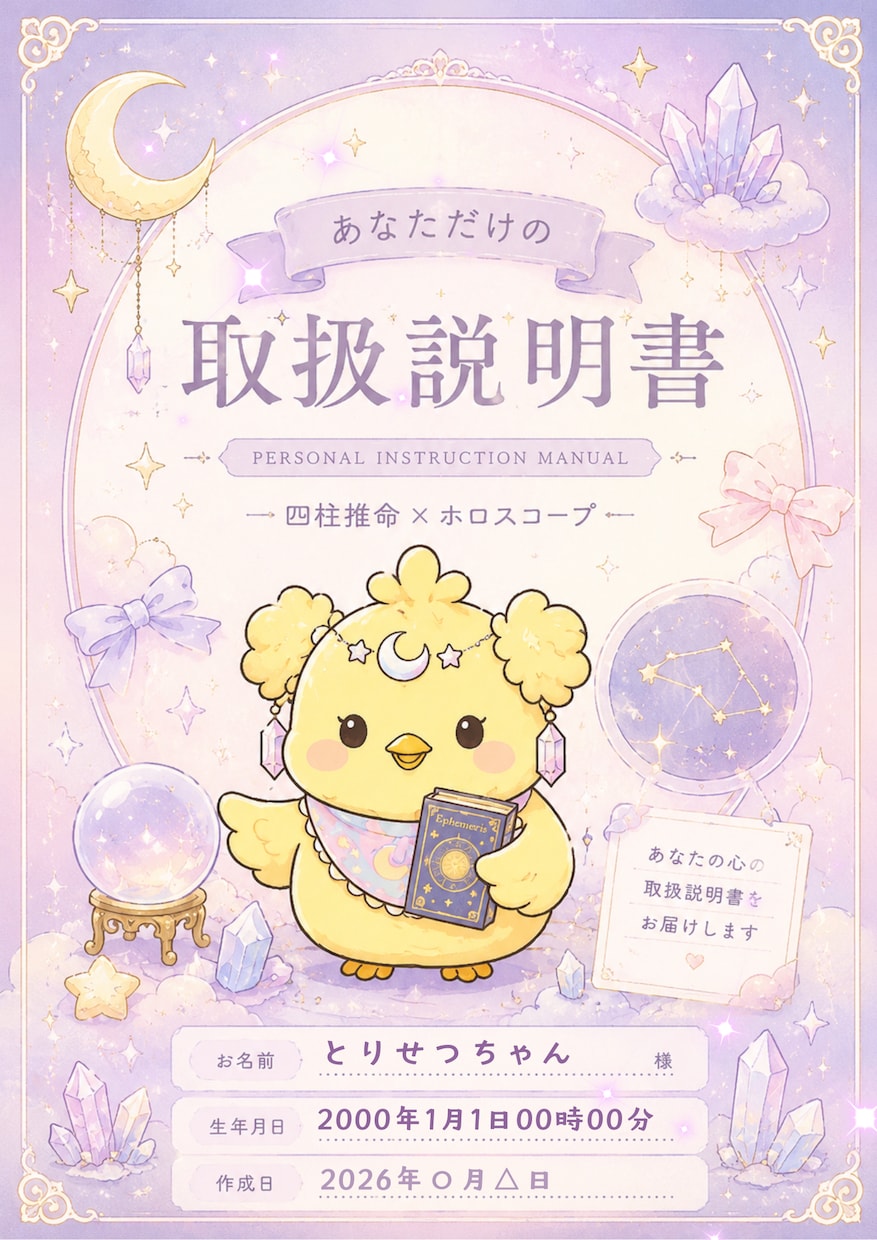 あなただけの可愛い♡取扱説明書を作ります 性格も運気も全部♡あなた専用取扱説明書 【とりせつちゃん】 イメージ3