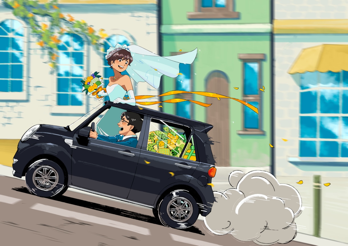 おしゃれなアニメ調のウェルカムボードを描きます アニメ調のウェルカムボードで結婚式を華やかにします イメージ2