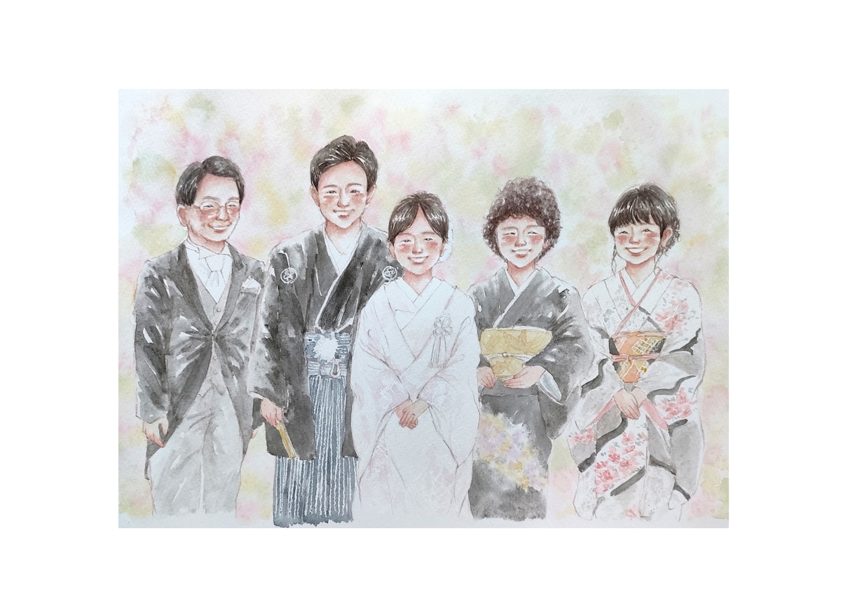 優しいタッチの絵本のような似顔絵をお描きします 還暦祝いや金婚式などのお祝いにおすすめです✩A4サイズ イメージ9