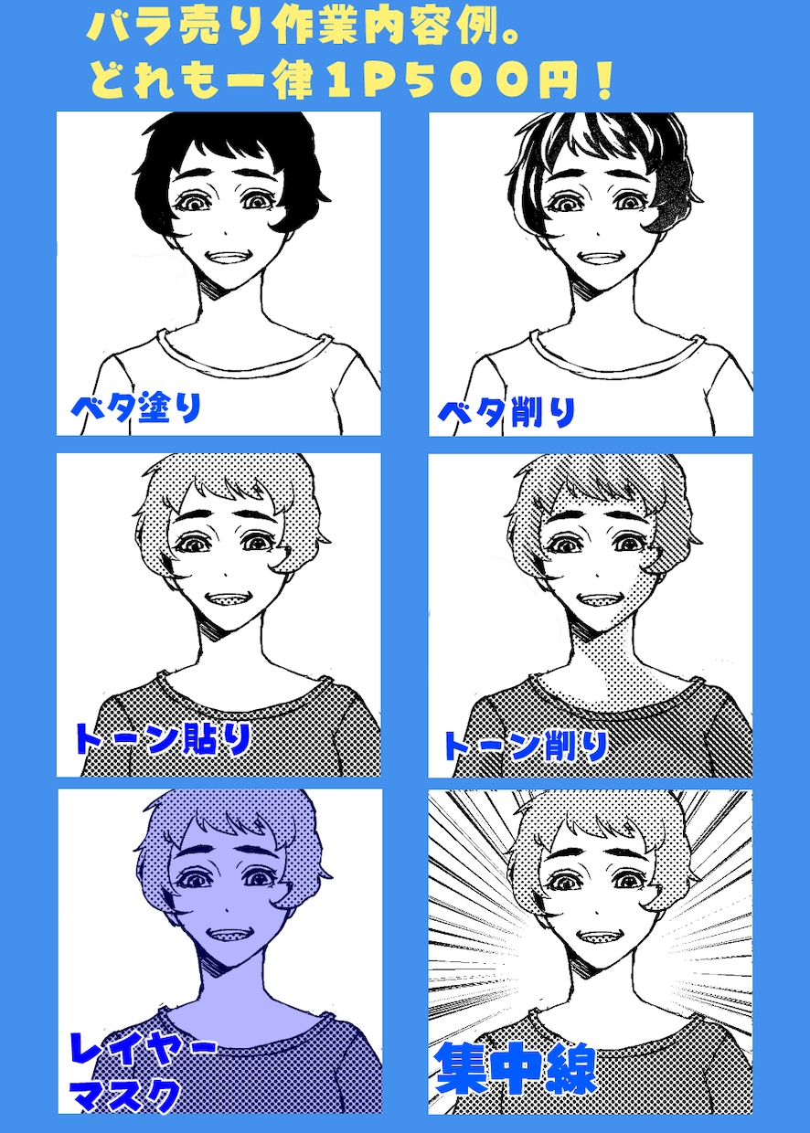 モノクロ漫画のアシスタント（基礎業務）承ります ベタ、トーン入れ等の基礎業務をお手伝いさせて下さい！ イメージ2