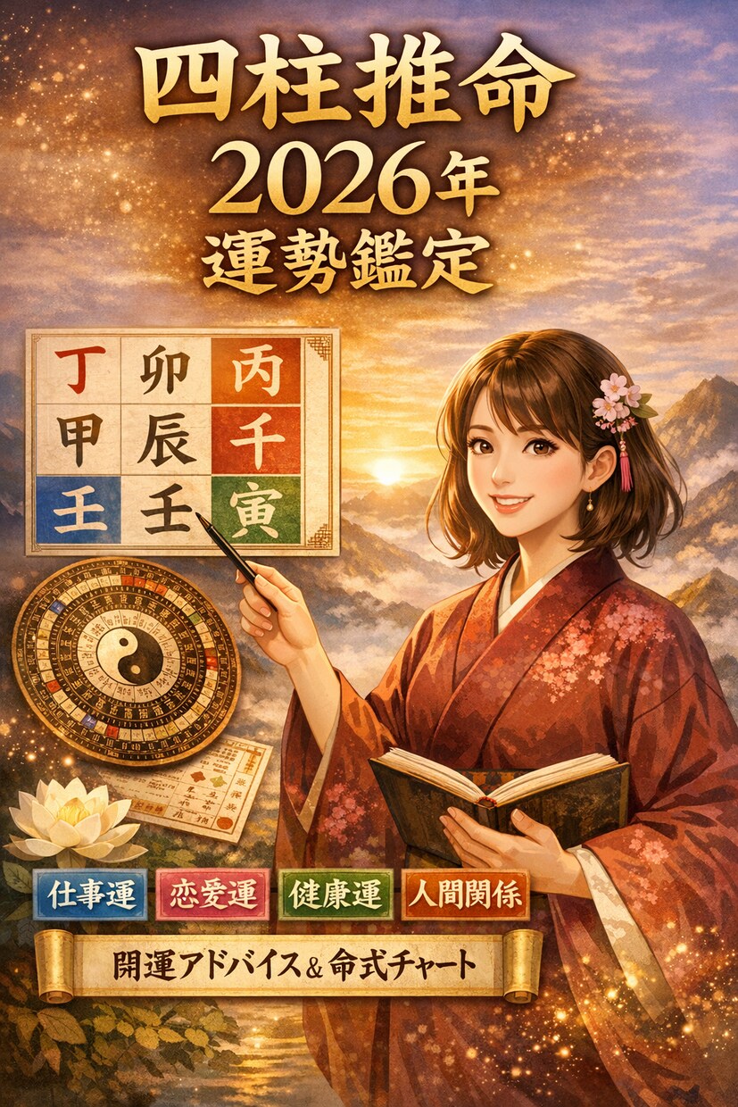 四柱推命 26年あなたの運勢を丁寧に鑑定しますます 専門的分析で人生の羅針盤。迷いを解消し、前向きに進みましょう イメージ1